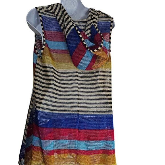 Mirror Image Swim Cover Up Womens Size Small Rainbow Mesh Hooded Pockets - Picture 4 of 10